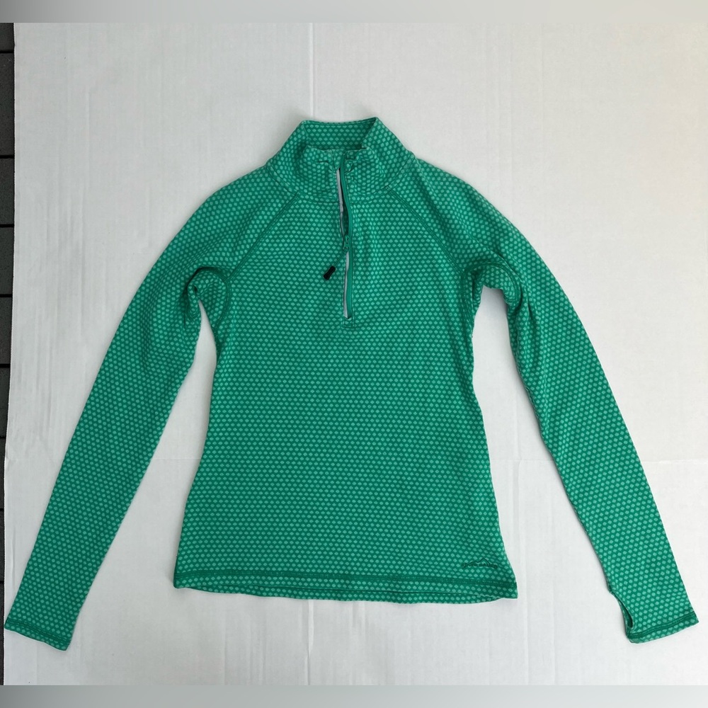 Eddie Bauer Womens 1/4 Zip Camp Fleece Sweater Small‎ Green. Pre-owned